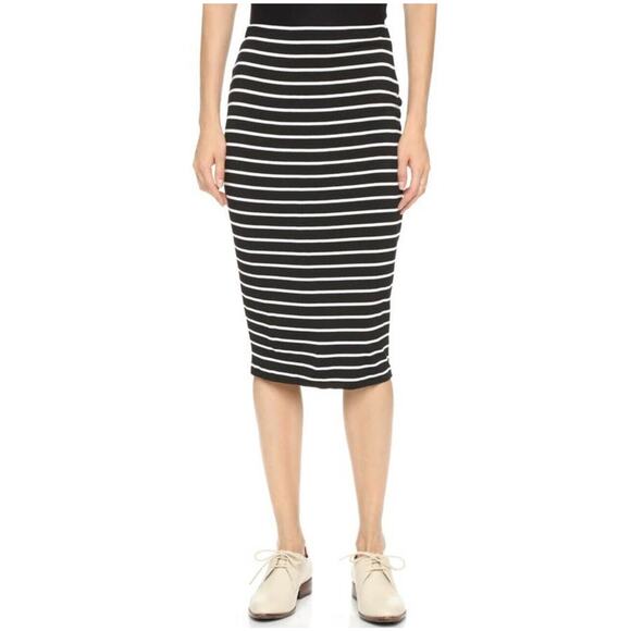 Bailey 44 Gray & White Stripe Bianca Knit Jersey High Waist Below Knee Skirt XS - Picture 1 of 14